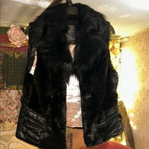 Guess Black Faux Fur Vest